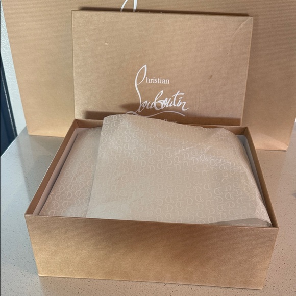 Christian Louboutin Black and Gold Floral Heels - Picture 6 of 6